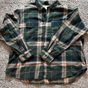 Old Navy Men's Plaid Button-Down Shirt in Green and Tan